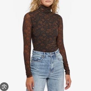 Ganni Mesh Floral Turtleneck